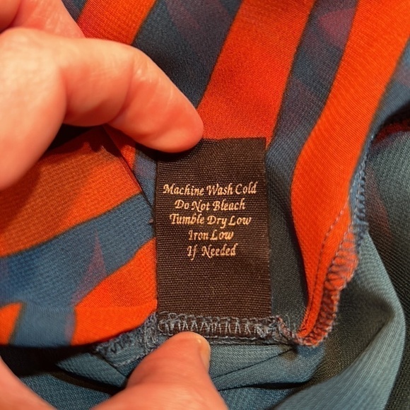 “mine” Burnt Orange & Dark Teal Sheer Blouse Size M - Picture 7 of 7